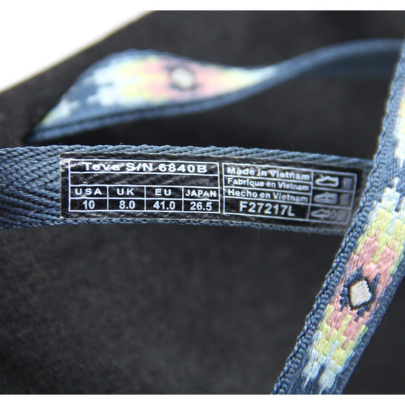 Teva Olowahu Sandals Womens 10 Blue Flip Flop Thong Southwestern Geometric 6840B - Picture 7 of 7